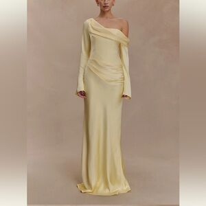 MESHKI long sleeve satin dress